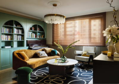 姜黃、冰綠色、深淺咖色，搭配出78㎡精致復(fù)古兩居